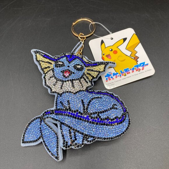 Pokémon Center Vaporeon Rhinestone Keychain Charm Bejeweled NWT - Picture 2 of 8